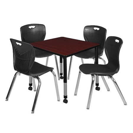Regency Tables > Height Adjustable > Square Mobile Table & Chair Sets, 30 W, 30 L, 23-34 H, Mahogany TB3030MHAPCBK40BK